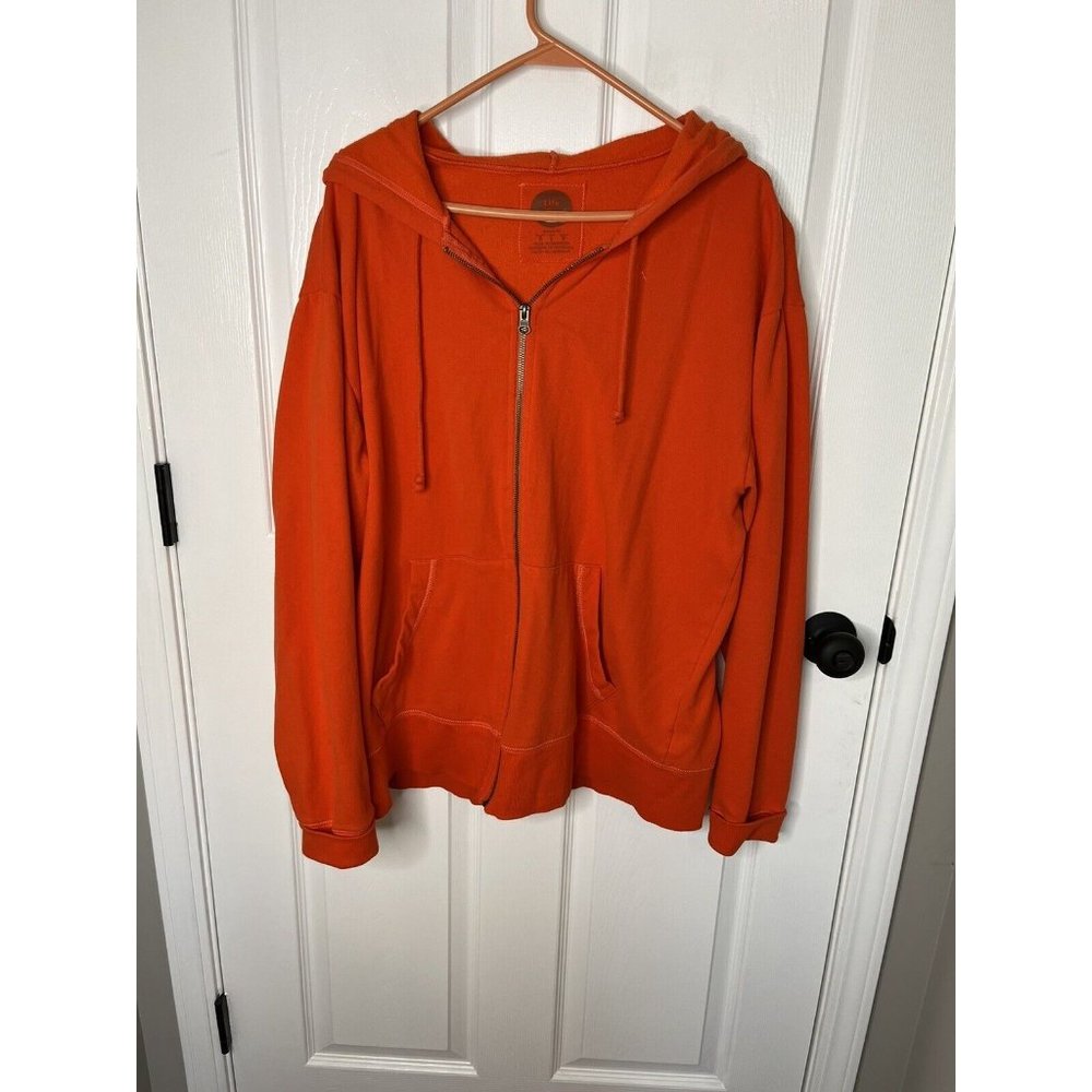 Life Is Good Men's Hoodie Size L Orange Full Zip Large Logo On Back